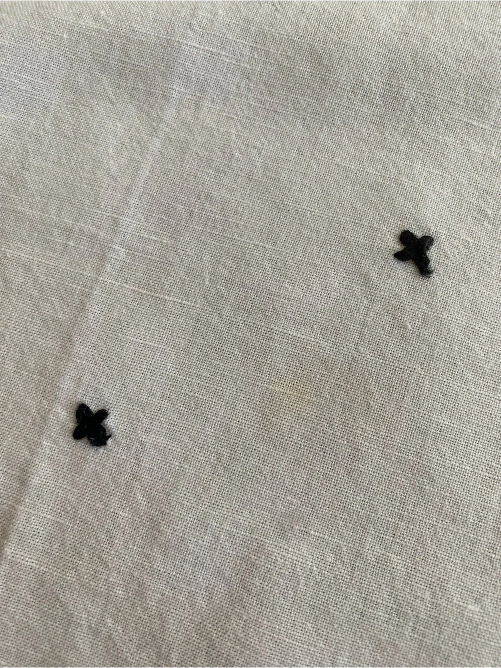 Magnolia Hearth & Hand White Linen/Cotton Napkins with Black Cross - Set of 4